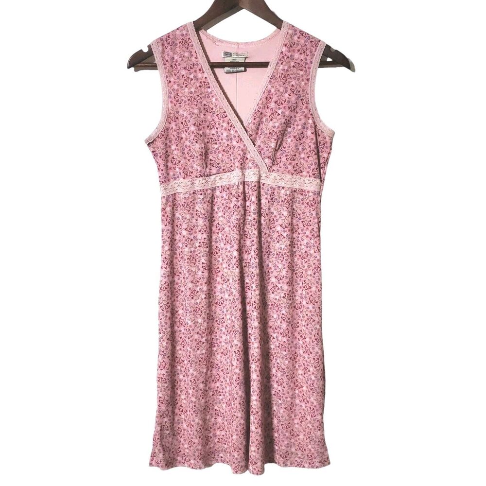 Vintage 90s Faded Glory Babydoll Dress Pink Flora… - image 1